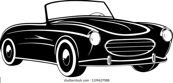 double door old fashion retro vintage classic sports car silhouette vector 