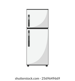 Double Door Refrigerator Icon Illustration with Outline for Design Element, Clip Art, Web, Landing page, Sticker, Banner. Flat Cartoon Style