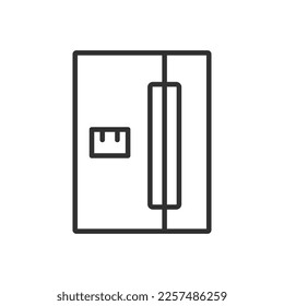 Double door refrigerator, linear icon. Line with editable stroke