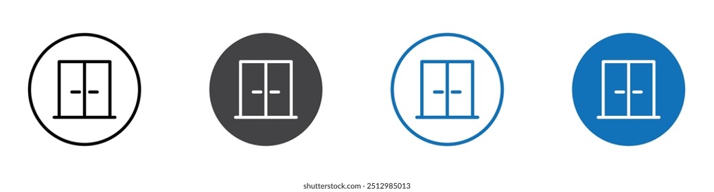 Double doors icon flat editable icon mark set.