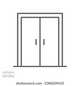 Double doors icon. Simple outline style. Door, close, enter, exit, entrance, front, doorway, house, home interior concept. Thin line symbol. Vector illustration isolated. Editable stroke.