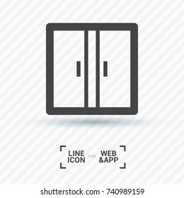 Double doors minimal icon. Closet line vector icon for websites and mobile minimalistic flat design.