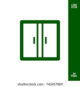 Double doors minimal icon. Closet line vector icon for websites and mobile minimalistic flat design.