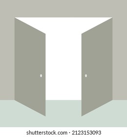 double doors open in gray colors