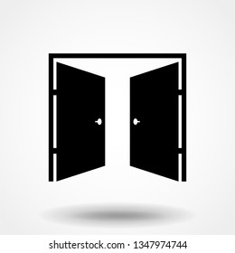 Double doors open icon. Flat vector illustration EPS 10