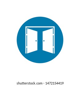 Double doors open icon. Flat vector illustration EPS 10
