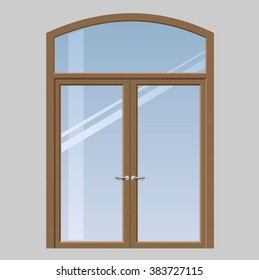 Double doors open onto a terrace or balcony in vector graphics