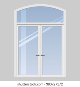 Double Doors Open Onto A Terrace Or Balcony In Vector Graphics