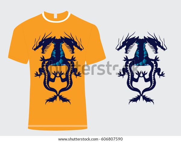 Double Dragon T Shirt Design Stock Vector Royalty Free