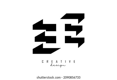 Double E letter Logo with negative space design and upside down letter. Letter E with geometric typography. Creative Vector Illustration with letters.
