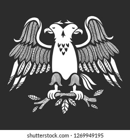 Double eagle. Double-headed eagle. Vector illustration. Great for emblem, logo, coat of arms and more.