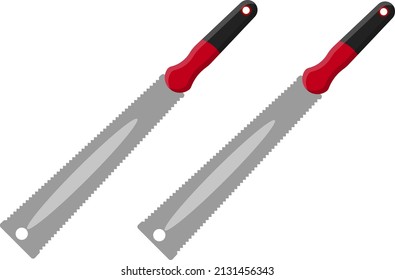 Doppelkantenhandsäge, Illustration, Vektorgrafik auf weißem Hintergrund.