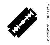 Double Edge Razor Blade Silhouette. Black and White Icon Design Element on Isolated White Background