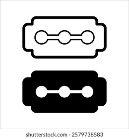 Double Edge Razor Blade Silhouette. Black and White Icon Design Element on Isolated White Background