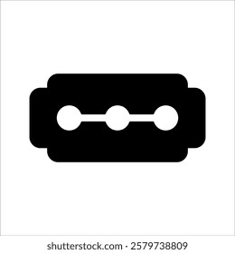 Double Edge Razor Blade Silhouette. Black and White Icon Design Element on Isolated White Background