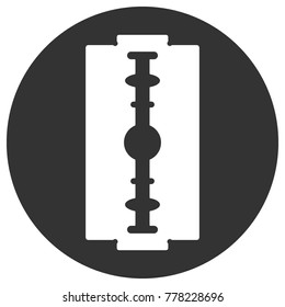 Double edge safety razor blade icon in circle. Vector.