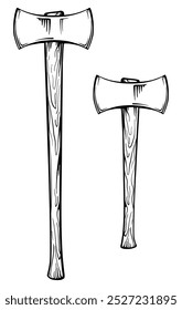 Double edged axe. Vector illustration with two axes.