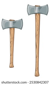 Double edged axe. Vector illustration with two axes.