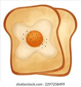 Double Egg Toasts with Parsley Element Vector