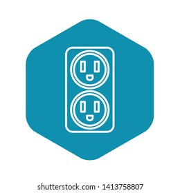 Double electrical outlet icon. Outline double electrical outlet vector icon for web design isolated on white background