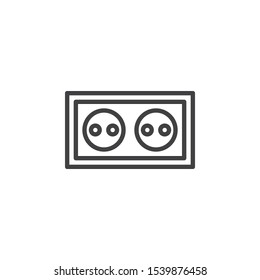 Double electrical outlet line icon. linear style sign for mobile concept and web design. Power Socket outline vector icon. Symbol, logo illustration. Vector graphics