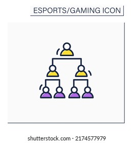 Double Elimination Tournament Color Icon. Elimination After Two Defeats. Team Gaming. One Winner. Cybersport Concept. Isolated Vector Illustration