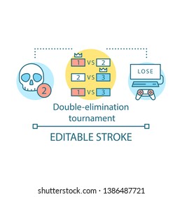 Double Elimination Tournament Concept Icon. Video Games Championship. E Sports Gameplay Defeating. Cyber Competitions Idea Thin Line Illustration. Vector Isolated Outline Drawing. Editable Stroke