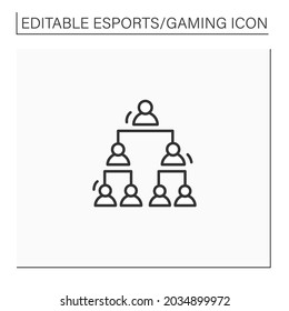 Double Elimination Tournament Line Icon. Elimination After Two Defeats. Team Gaming. One Winner. Cybersport Concept. Isolated Vector Illustration.Editable Stroke