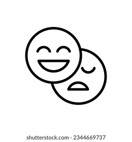 Double Emotion Outline Icon Vector Illustration