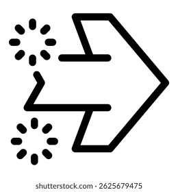 Double end arrow pointing right with loading circles, symbolizing data transfer in progress