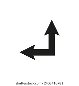 Double ended arrow. Corner wide shape. Dual sided arrow. Vector illustration and symbol.