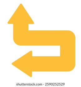 Double ended arrow right angle icon for sharp direction changes