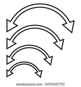 Double ended arrow vector design for website, app and logo design. Dual sided black arrow vector, icon, silhouette design with stroke line. Vector illustration of duel side arrow.