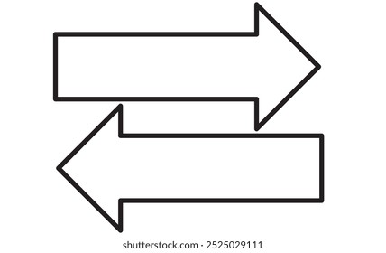 Double ended arrow vector design for website, app and logo design. Dual sided red arrow vector, icon, silhouette design. Vector illustration of duel side arrow.