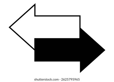 Projeto de vetor de seta de ponta dupla, contorno de setas para conceito móvel e web design.  Ícone de seta ilustração na moda plana. Ícone de vetor de linha simples de setas para a esquerda e para a direita.
