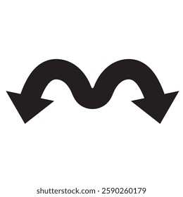 Double ended arrow wave icon for fluid motion