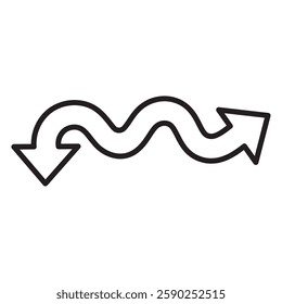 Double ended arrow wavy icon for fluid motion