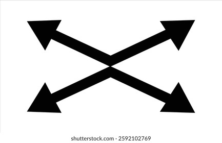 Double ended black arrow icon isolated on white background.  Thin black arrow double pointing. Long straight-line arrow icon. Double arrow icon set. Vector illustration.