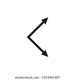 Double ended corner arrow. Acute angle. Folded in half dual sided arrow.