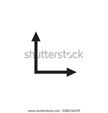 Double ended corner arrow. Right angle 90 degrees. Folded in half dual sided arrow.