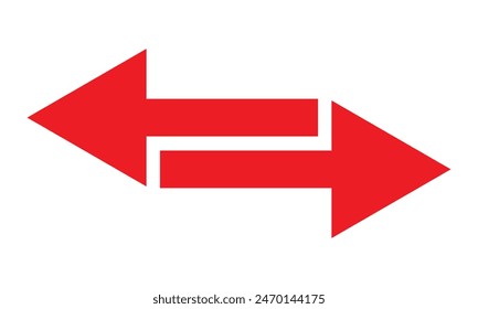  Double ended red arrow vector design for website, app and logo design. Dual sided red arrow vector, icon, silhouette design. Vector illustration of duel side arrow.