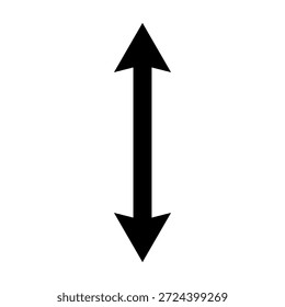 Double ended straight long arrow pointer. Dual arrow. Vector illustration on white background.