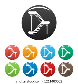 Double escalator icons set 9 color vector isolated on white for any design