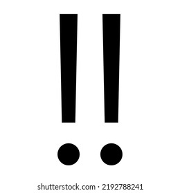 Double exclamation mark icon vector isolated on white background