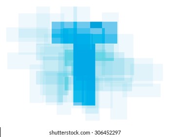 Double exposure alphabet on white background.Vector illustration. Blue color double exposure background.