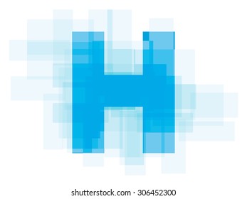 Double exposure alphabet on white background.Vector illustration. Blue color double exposure background.