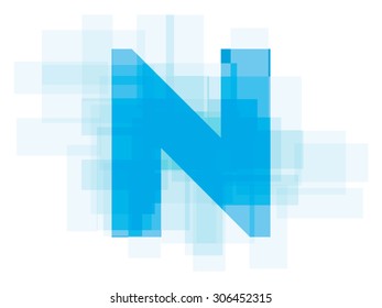 Double exposure alphabet on white background.Vector illustration. Blue color double exposure background.