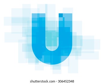 Double exposure alphabet on white background.Vector illustration. Blue color double exposure background. 