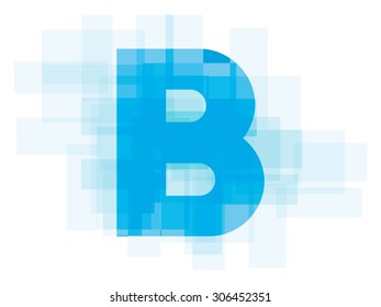 Double exposure alphabet on white background.Vector illustration. Blue color double exposure background.