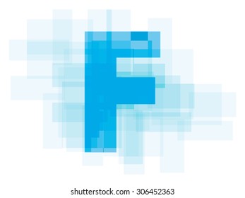 Double exposure alphabet on white background.Vector illustration. Blue color double exposure background.